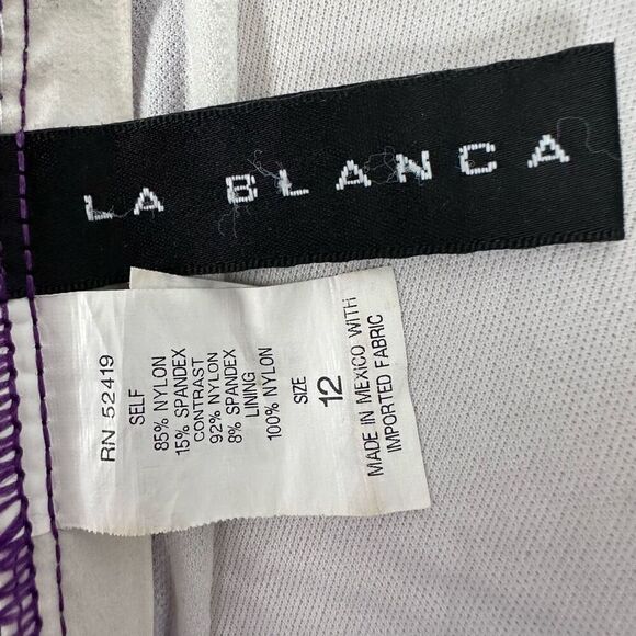 La Blanca Ruffled Halter Bandeau Mio Swimsuit Size 12 One Piece - Picture 6 of 9